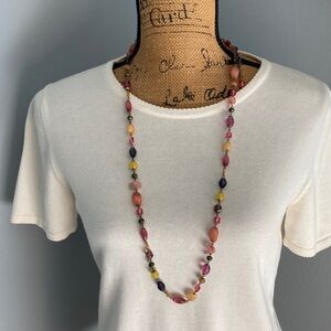 Multicolor Beaded Necklace - 35" Long